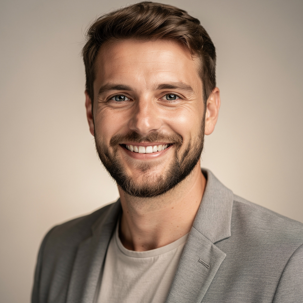 Portrait of a Belgian man in his thirties smiling